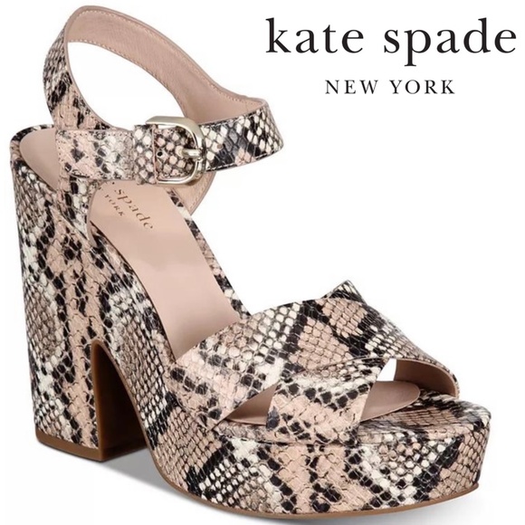 kate spade Shoes - Kate Spade Grace Leather Snake Rose Nude Gray Black Animal Print Platform Sandal